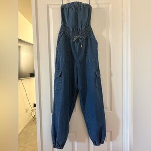 Indulge Women's Blue Denim Tube Top pant jumper from Marshalls